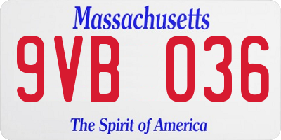 MA license plate 9VB036