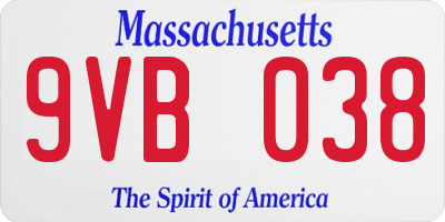 MA license plate 9VB038