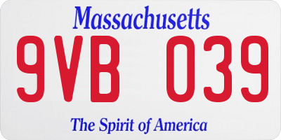 MA license plate 9VB039