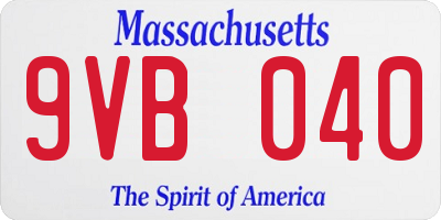MA license plate 9VB040