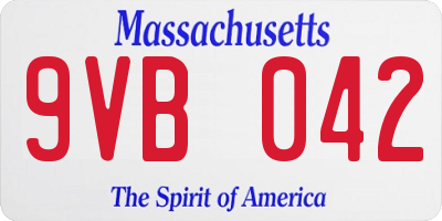 MA license plate 9VB042