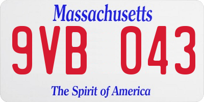 MA license plate 9VB043