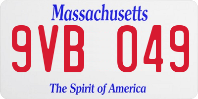 MA license plate 9VB049