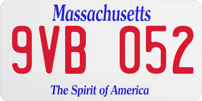 MA license plate 9VB052