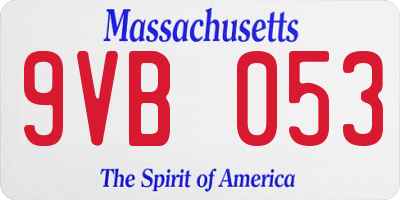 MA license plate 9VB053