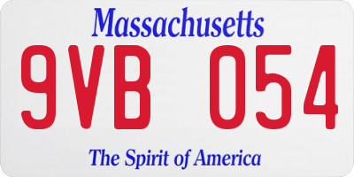 MA license plate 9VB054