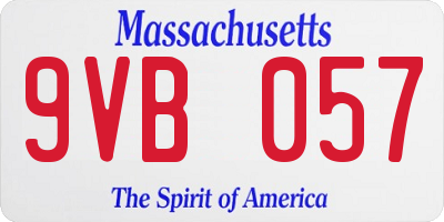 MA license plate 9VB057