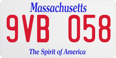 MA license plate 9VB058