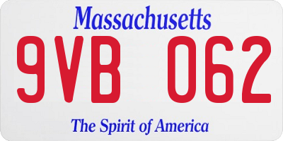 MA license plate 9VB062