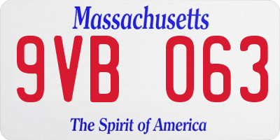 MA license plate 9VB063