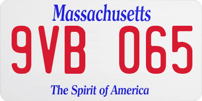 MA license plate 9VB065