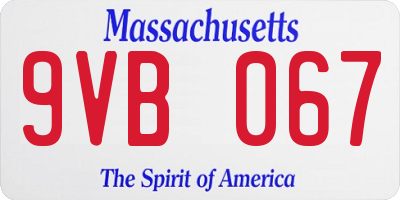 MA license plate 9VB067