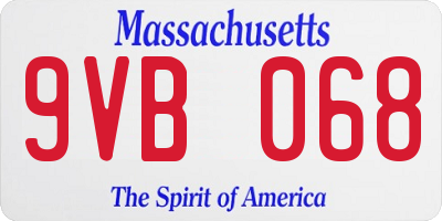 MA license plate 9VB068