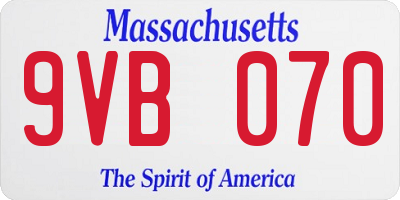 MA license plate 9VB070