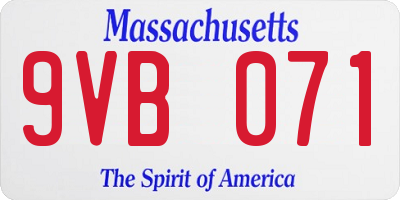 MA license plate 9VB071