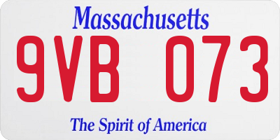 MA license plate 9VB073