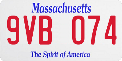 MA license plate 9VB074