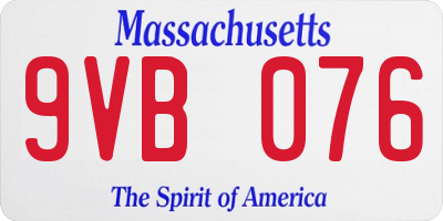 MA license plate 9VB076