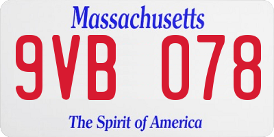 MA license plate 9VB078