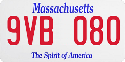 MA license plate 9VB080