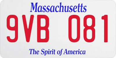 MA license plate 9VB081
