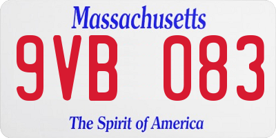 MA license plate 9VB083