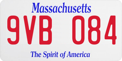 MA license plate 9VB084