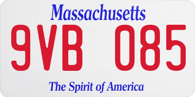 MA license plate 9VB085