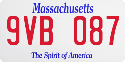 MA license plate 9VB087
