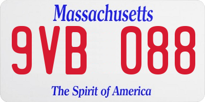 MA license plate 9VB088