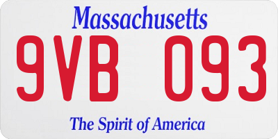 MA license plate 9VB093
