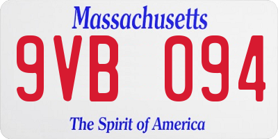 MA license plate 9VB094