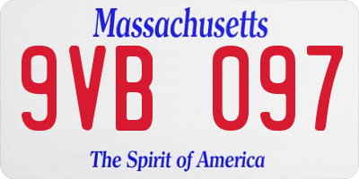 MA license plate 9VB097