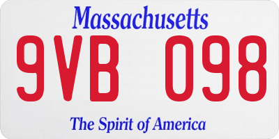 MA license plate 9VB098