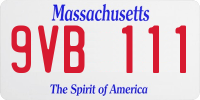MA license plate 9VB111