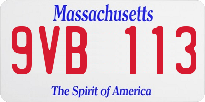 MA license plate 9VB113