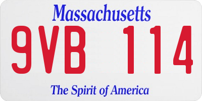MA license plate 9VB114