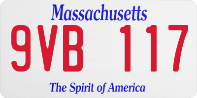 MA license plate 9VB117
