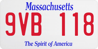 MA license plate 9VB118