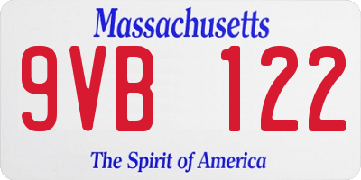 MA license plate 9VB122