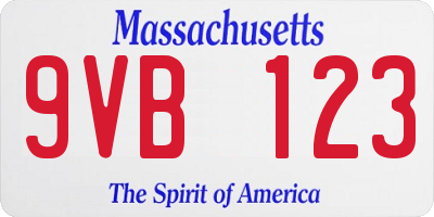 MA license plate 9VB123