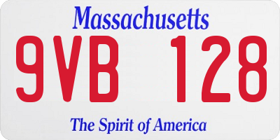 MA license plate 9VB128