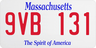 MA license plate 9VB131