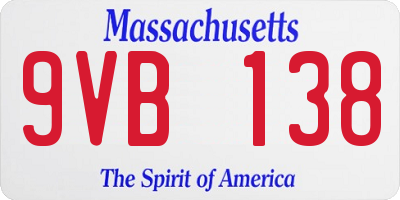 MA license plate 9VB138