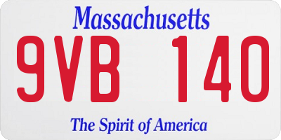 MA license plate 9VB140