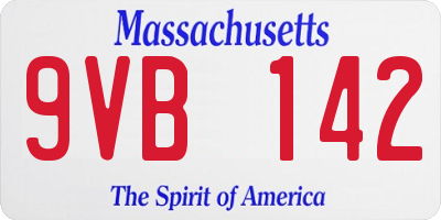 MA license plate 9VB142