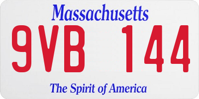 MA license plate 9VB144