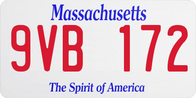 MA license plate 9VB172