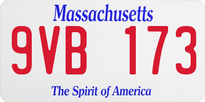 MA license plate 9VB173