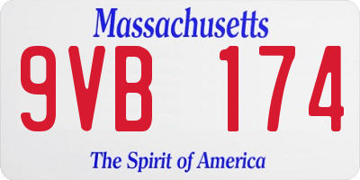 MA license plate 9VB174